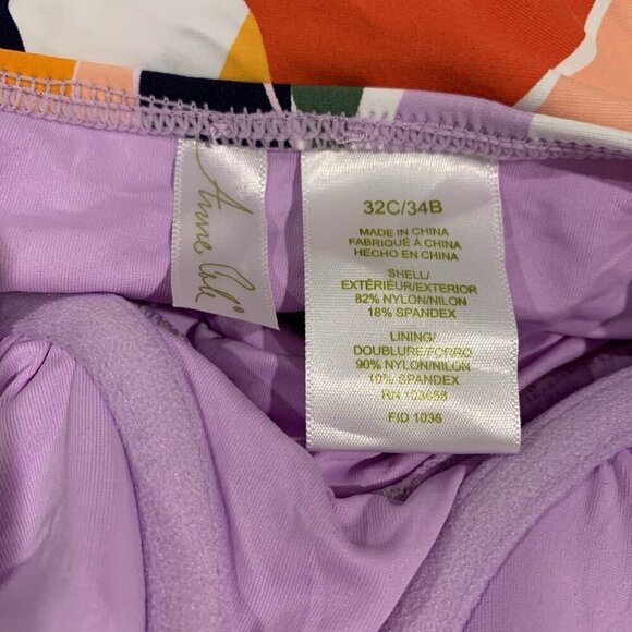 NWT Anne Cole 32C/34B Floral Abstract Underwire Tankini Swim Top Multicolor - Picture 8 of 9